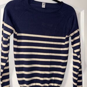 Navy and Cream Striped Sweater